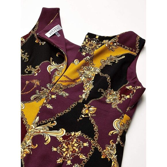 New! KASPER Women's Ornate Print Stretch Crepe Sheath Dress Size 10 - Picture 6 of 7